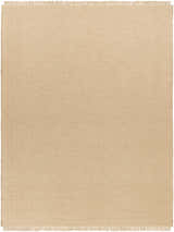 Close-up of the Kimi Jute Light Beige Area Rug showing its jute texture and fringed edges. Rectangle or runner shape. Design-Rectangle-71010