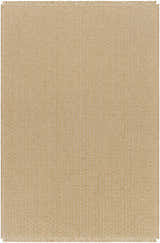 Close-up of the Kimi Jute Area Rug showing the camel, khaki, and light brown woven texture and fringed edges. Design-Rectangle-537