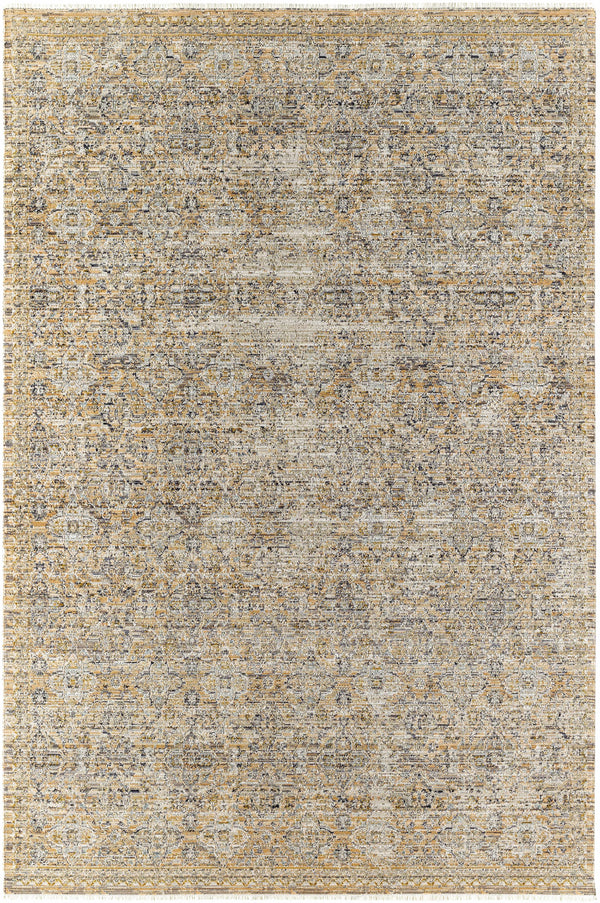 Margaret Damask Beige & Blue Washable Area Rug - Livabliss x Becki Owens