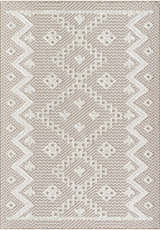 Close-up of the Mylan Area Rug showing its cream, ivory, and light gray contemporary geometric pattern. Design-Rectangle-537