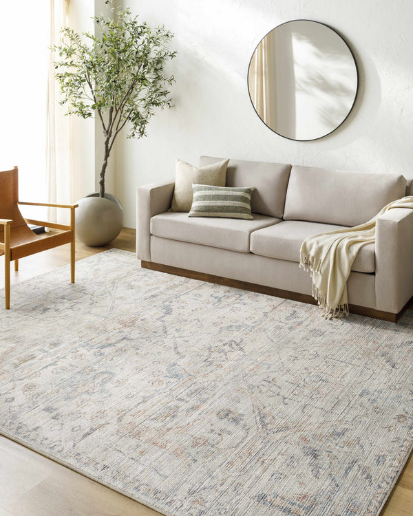 Marlene Damask Off White & Blue Area Rug - Becki Owens x Livabliss