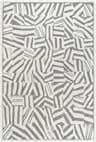 Close-up of the Avian Gray Wool Area Rug featuring a contemporary cream and taupe geometric design. Design-Rectangle-576