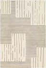 Close-up of Kira Modern Wool Area Rug with beige background and gray geometric lines. Hand-tufted texture. Design-Rectangle-576
