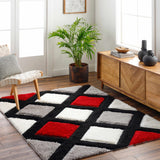 Amias Red & Black Area Rug - Clearance
