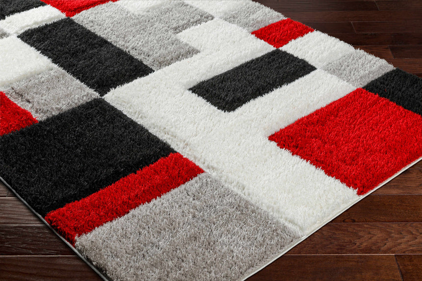 Greya Red & Black Area Rug - Clearance