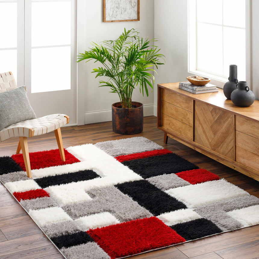 Greya Red & Black Area Rug - Clearance