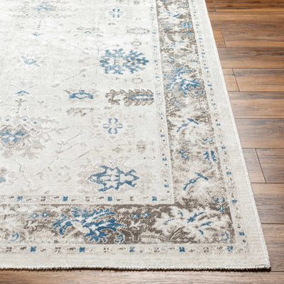 Arwel Cream & Blue Washable Area Rug - Clearance