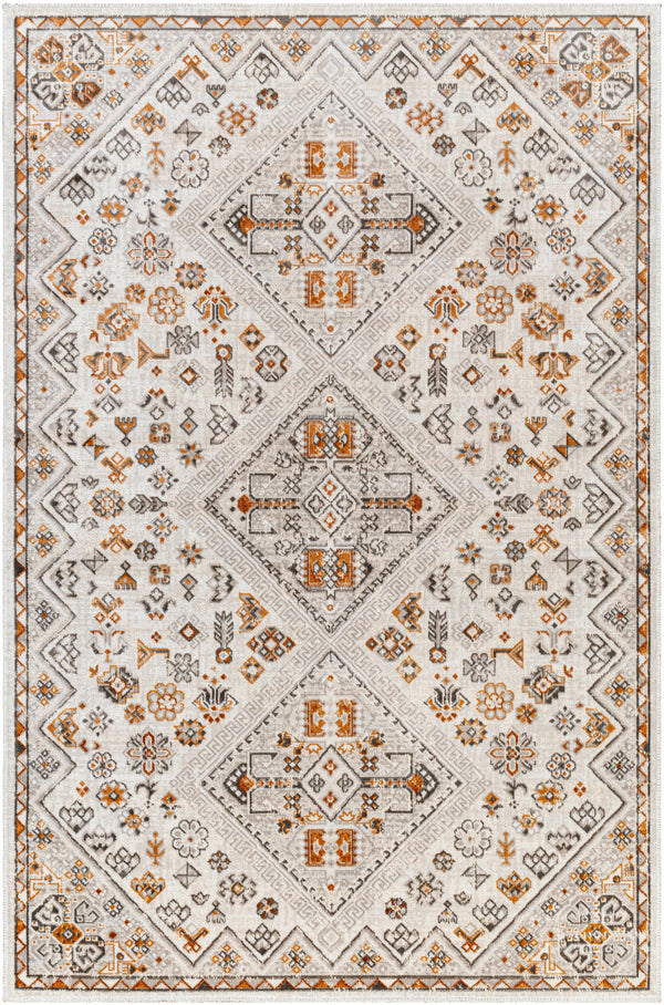 Meja Cream & Rust Washable Area Rug - Clearance