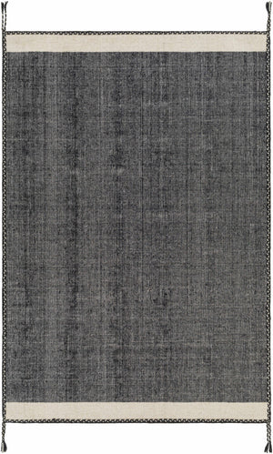 Ailie Bordered Charcoal Wool Rug