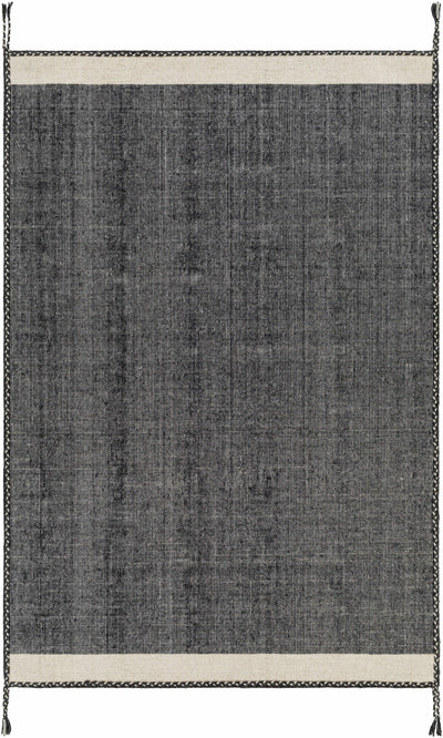 Ailie Bordered Charcoal Wool Rug