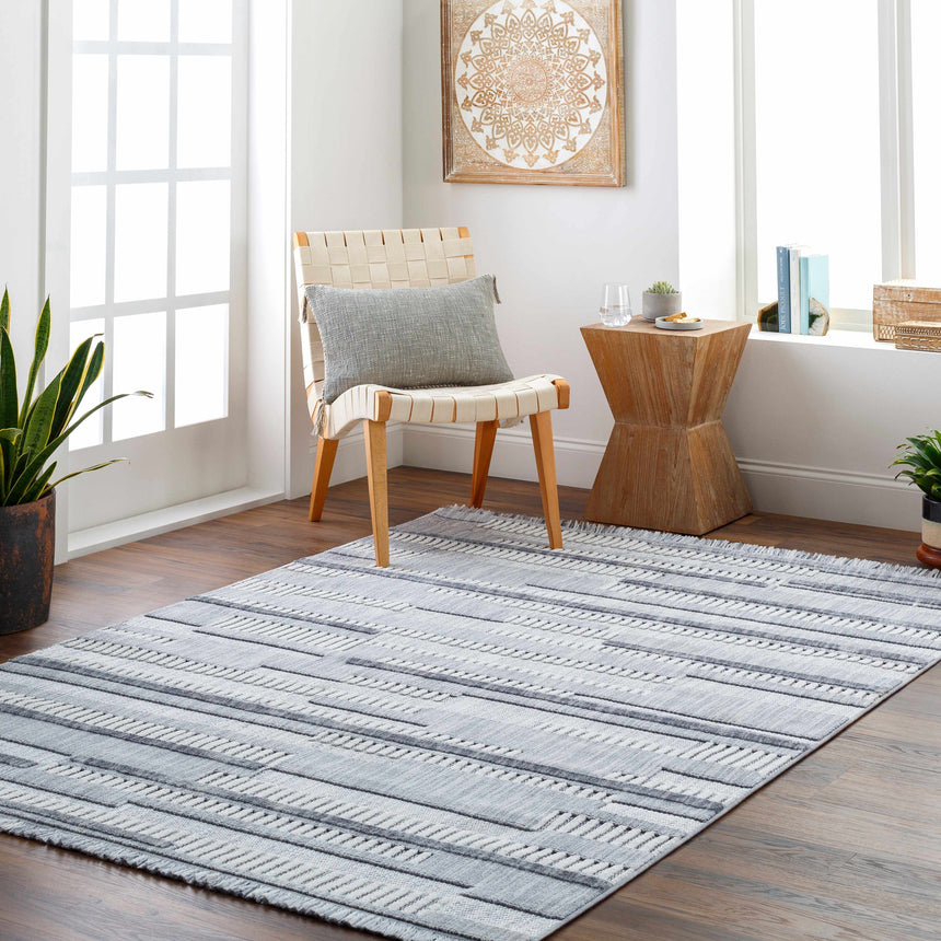 Amser Textured Saxony Rug with Fringes - Clearance
