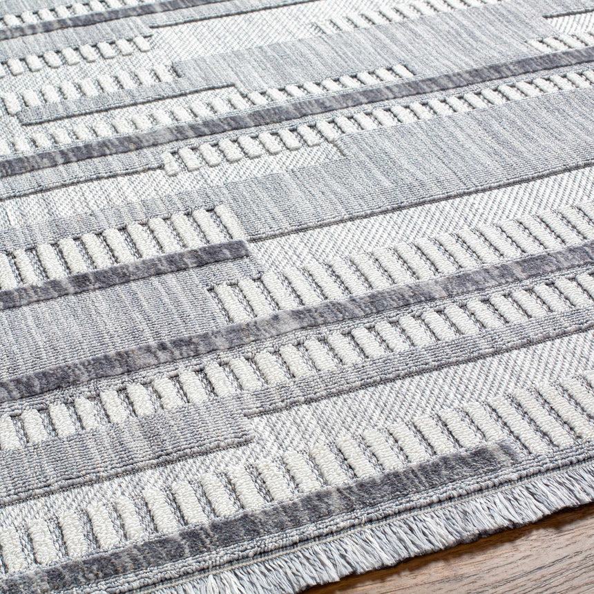 Amser Textured Saxony Rug with Fringes - Clearance