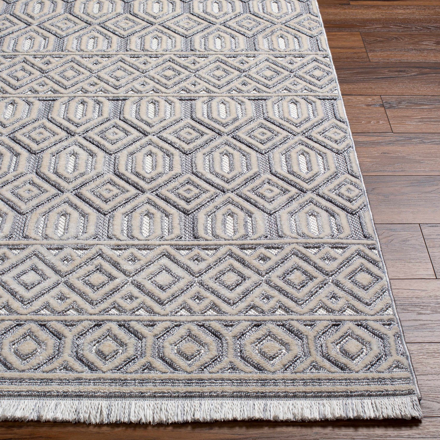 Ankan Textured Saxony Rug with Fringes - Clearance
