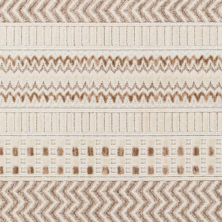 Eiko Beige Textured Saxony Rug with Fringes - Clearance