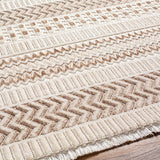 Eiko Beige Textured Saxony Rug with Fringes - Clearance