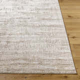 Close-up of the Odeya Area Rug. Cloud gray and medium gray tones with a subtle Southwestern pattern. Machine woven texture. Front