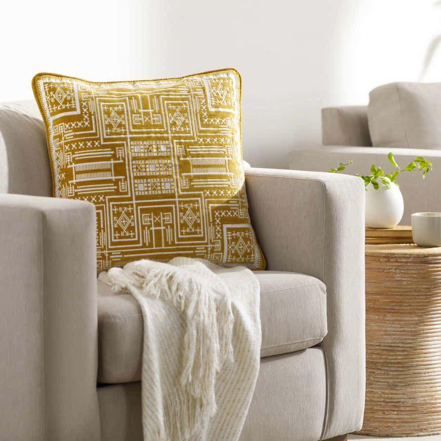 Kishi Mustard Throw Pillow