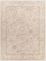 Close-up of the Clee Area Rug in driftwood, gray, lambswool, and nutmeg. Traditional floral pattern. Design-Rectangle-71010