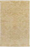 Close-up of the Schererville Area Carpet. Hand-knotted, 100% NZ wool rug with a traditional floral pattern in neutral beige tones. Design-Rectangle-5686