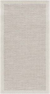 Close-up of the Escalon Area Rug in cream and taupe. Contemporary solid and striped design, machine woven texture. Design-Runner-237