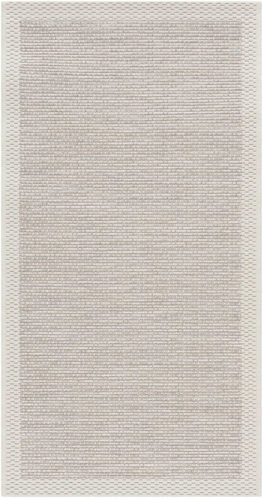 Close-up of the Escalon Area Rug in cream and taupe. Contemporary solid and striped design, machine woven texture. Design-Runner-237
