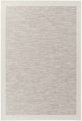Close-up of the Escalon Area Rug. Cream and taupe hues, solid and striped design, machine woven texture. Design-Rectangle-5477