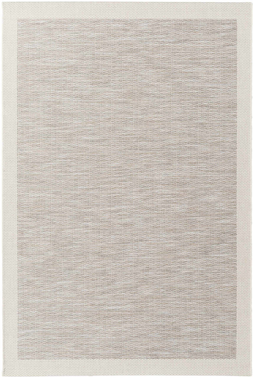 Close-up of the Escalon Area Rug. Cream and taupe hues, solid and striped design, machine woven texture. Design-Rectangle-5477