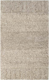 Close up of the hand woven Nimai Beige Wool Area Rug featuring a textured, chunky knit design. Design-Rectangle-576