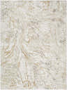 Close-up of the Syler Area Rug featuring a light silver and warm gray abstract pattern. Design-Rectangle-5373
