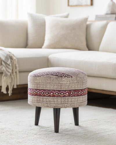 Serramanna Dark Red Patterned Ottoman