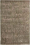 Close-up of the Selma Area Carpet. Hand-knotted wool rug with a contemporary wavy pattern in olive green and blush pink. Design-Rectangle-58