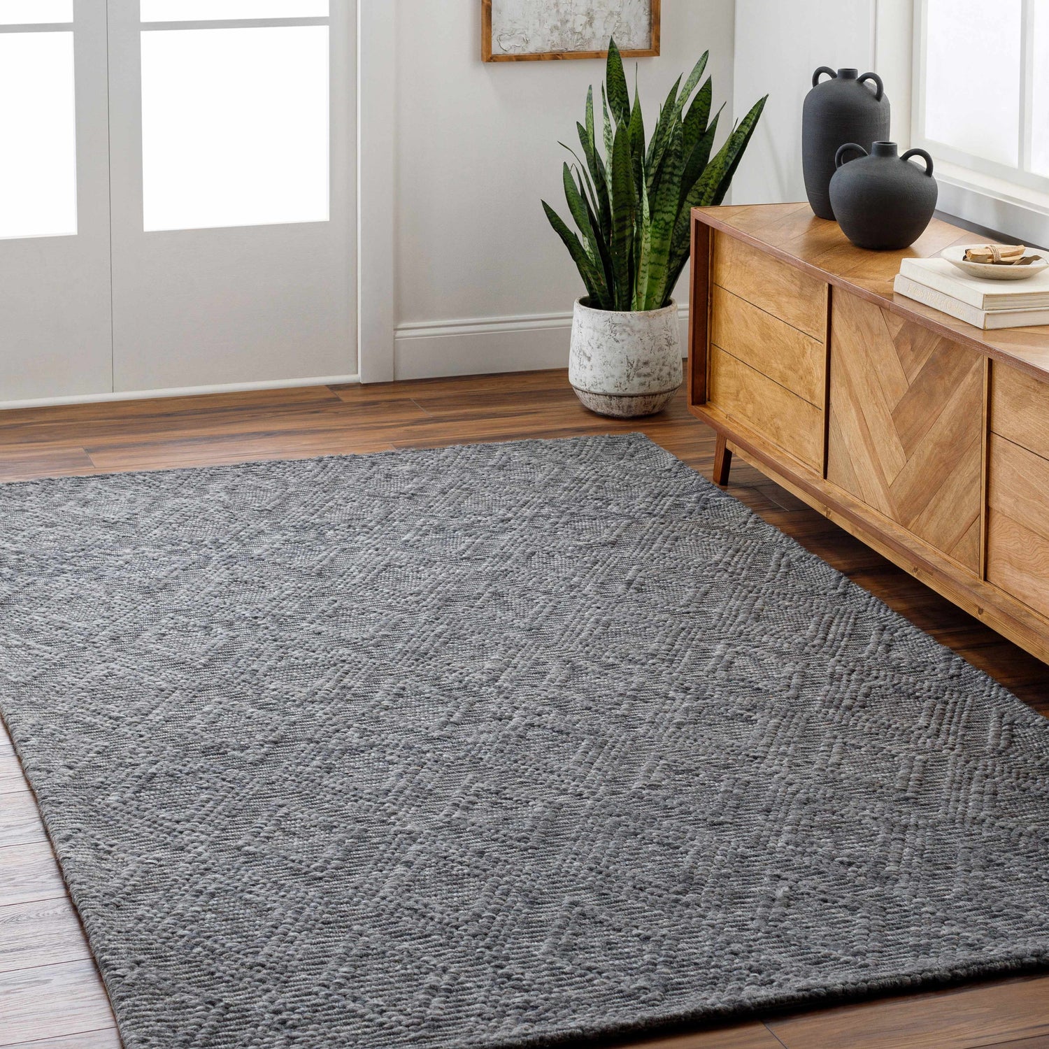 Kasib Dark Gray Hand Woven Area Rug - Clearance