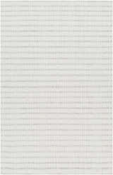 Close-up of the hand-woven Laleh Cream Area Rug, featuring a beige and rose cream geometric pattern. Design-Rectangle-576