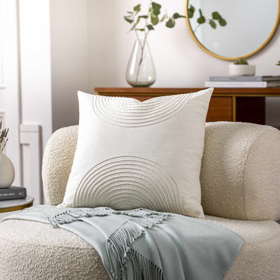 Makai Ivory Embroidered Circles Accent Pillow