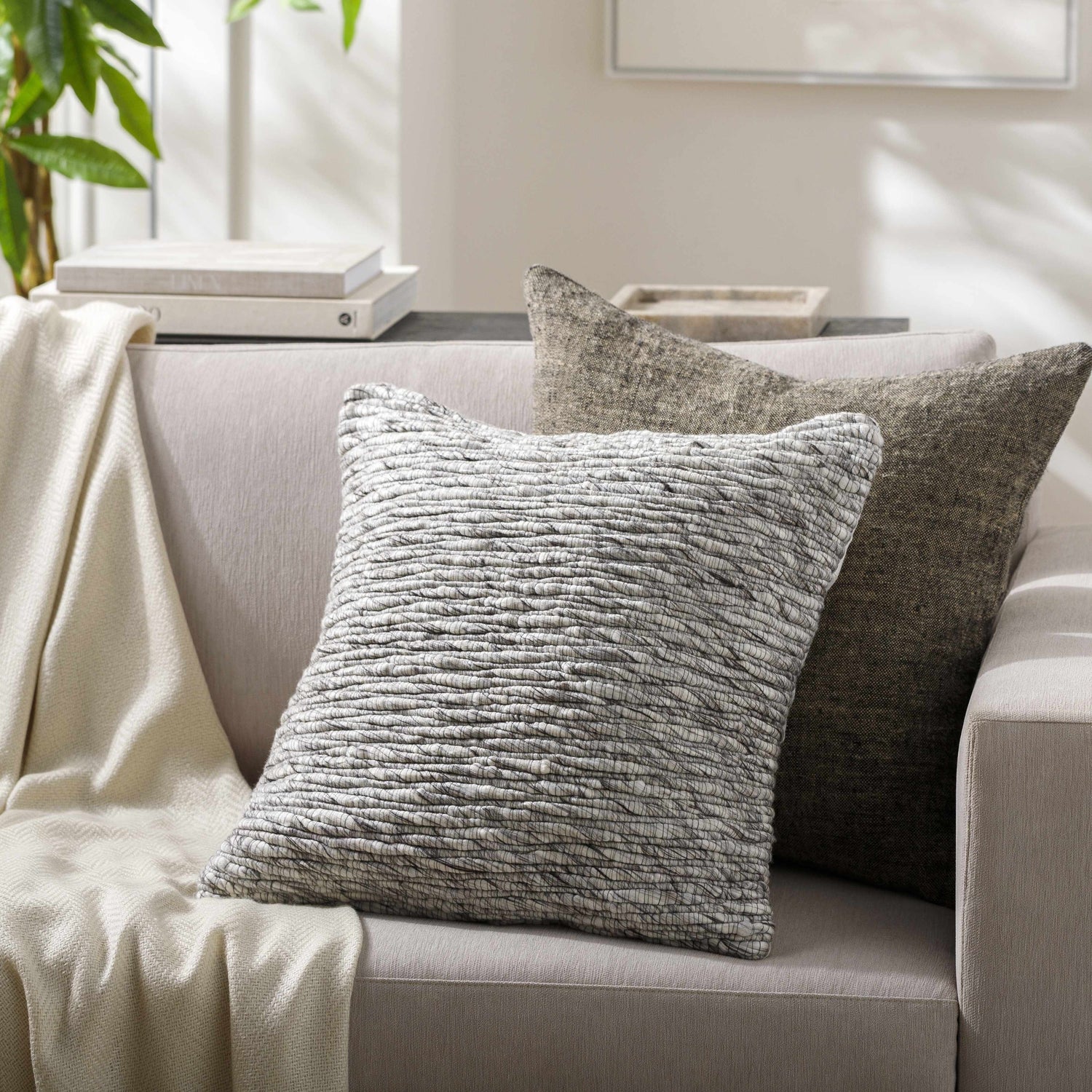 Pokii Medium Gray Throw Pillow - Clearance