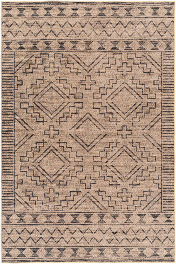 Halle Tan & Black Washable Jutely Rug