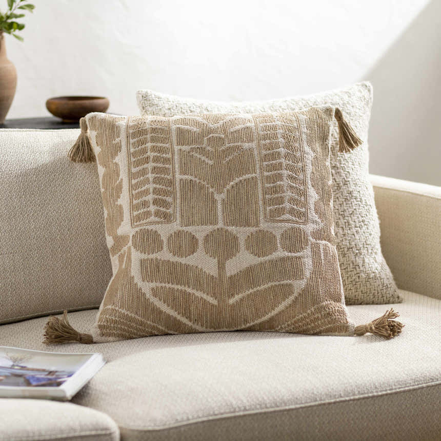 Kitra Beige Throw Pillow - Clearance