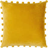 Solin Goldenrod Pom Trim Modern Cotton Accent Pillow - Clearance