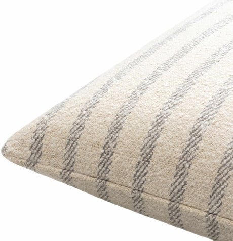Cavira Beige Raised Curved Stitch Modern Cotton Accent Pillow