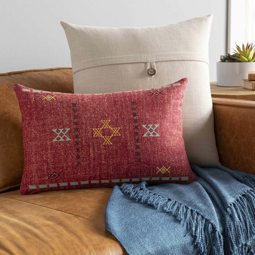 Shawbury Red Woven Tribal Throw Pillow - Clearance