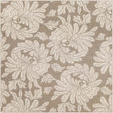 Close-up of the Sherard Area Rug, a contemporary olefin rug with a beige and dark red floral pattern. Design-Square-89