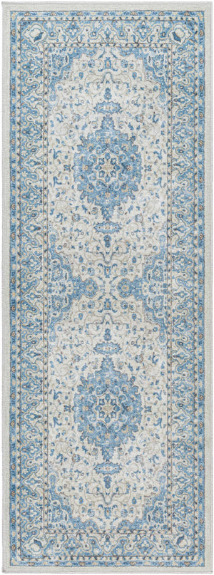 Farai Silver Blue Medallion Area Rug