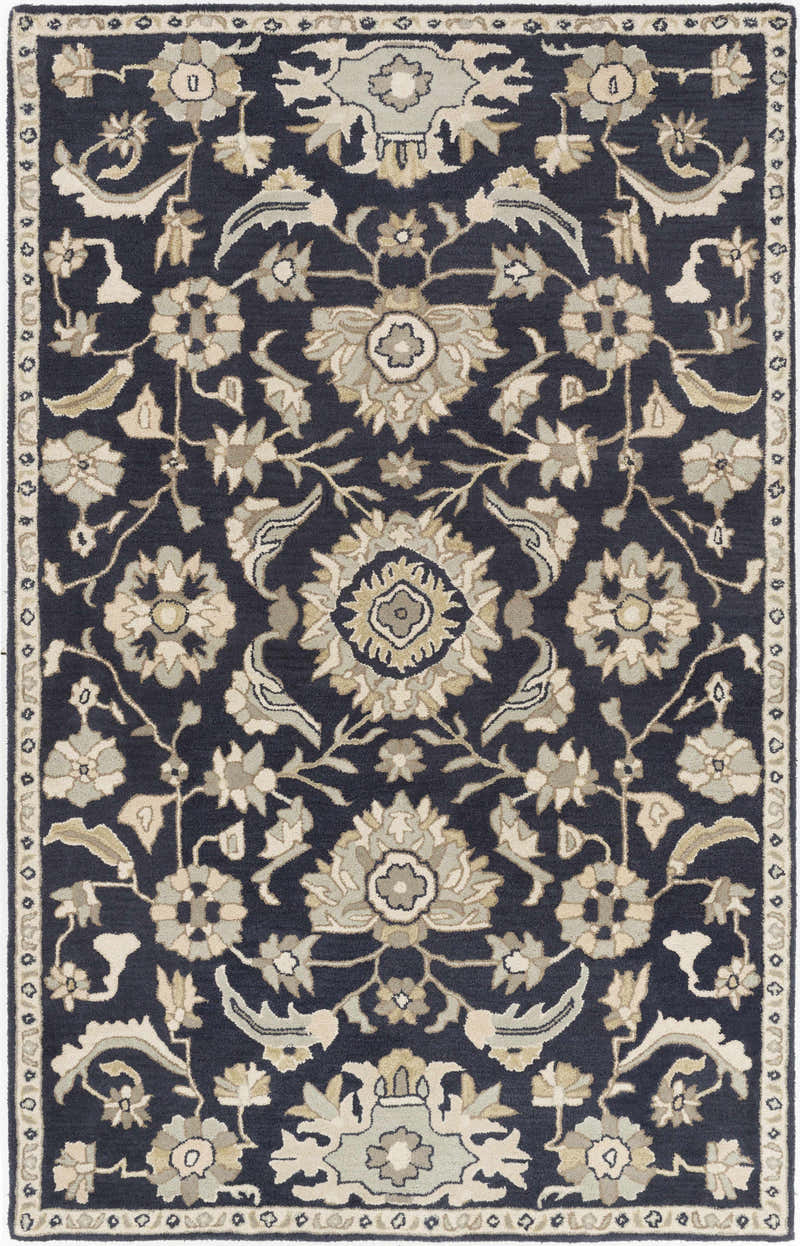 Caesar CAE-1164 Black Floral Wool Rug – Boutique Rugs