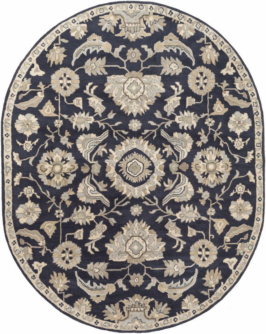 Caesar CAE-1164 Black Floral Wool Rug