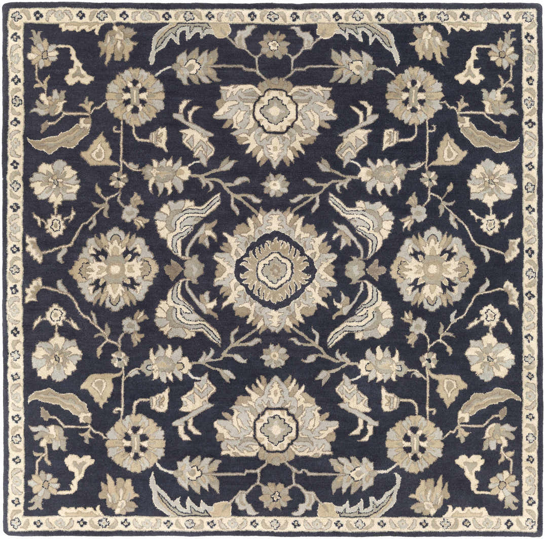 Caesar CAE-1164 Black Floral Wool Rug – Boutique Rugs