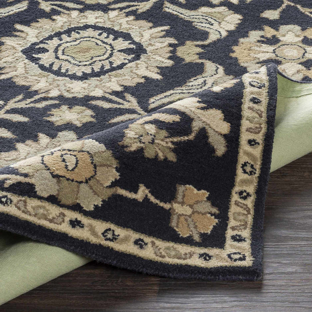 Caesar CAE-1164 Black Floral Wool Rug – Boutique Rugs
