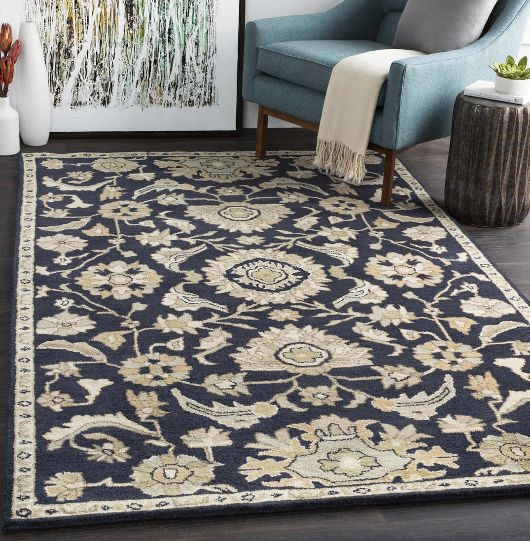 Caesar CAE-1164 Black Floral Wool Rug – Boutique Rugs