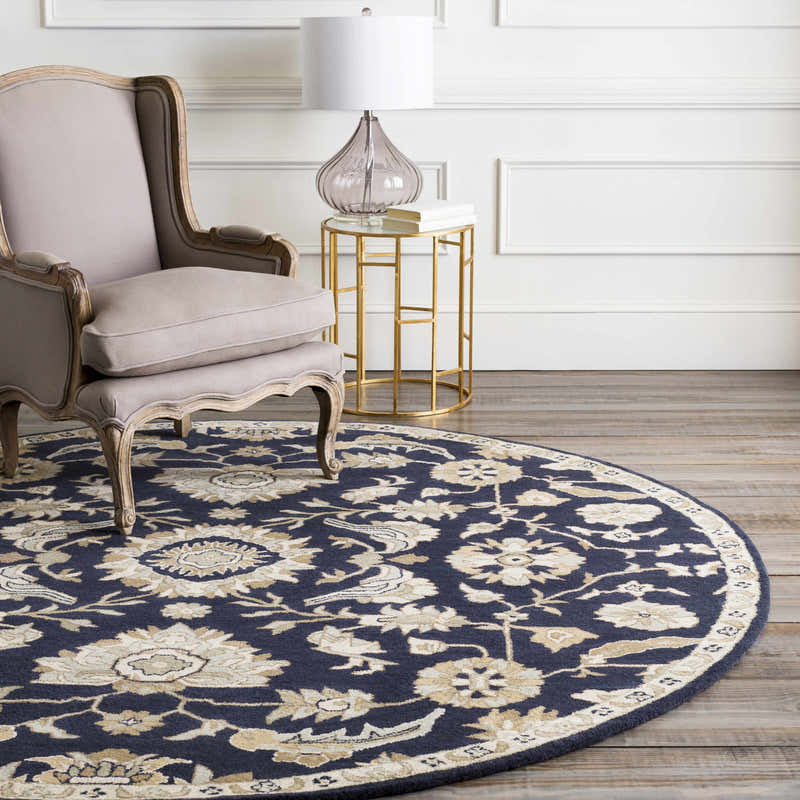 Caesar CAE-1164 Black Floral Wool Rug – Boutique Rugs