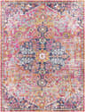Detailed Shueyville Area Rug featuring a traditional oriental design in burgundy, burnt orange, mustard, navy, teal, and white. Design-Rectangle-710103