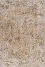 Close-up of a textured Aleka Rich Textured Rug in bone, clay, dark gray, and sage colors. Contemporary style. Design-Rectangle-6796